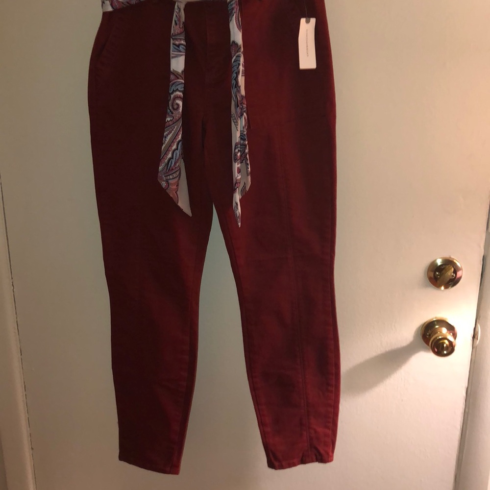Anthropologie Rust ankle pants  with silk belt, never worn